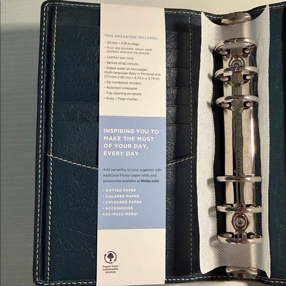 Filofax Holborn Blue Personal Binder - Picture 3 of 5